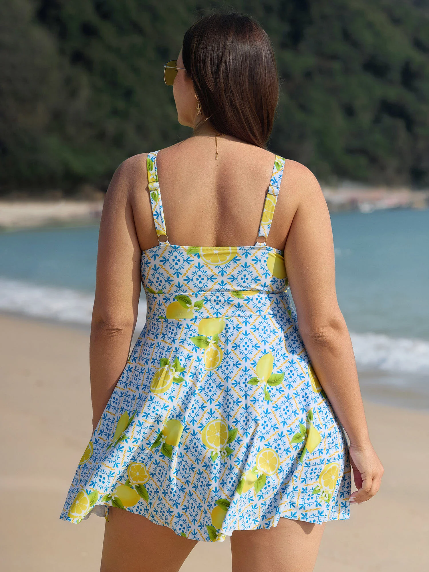 Anti-Float Ties Lemon Print Swim Dress - Image 5