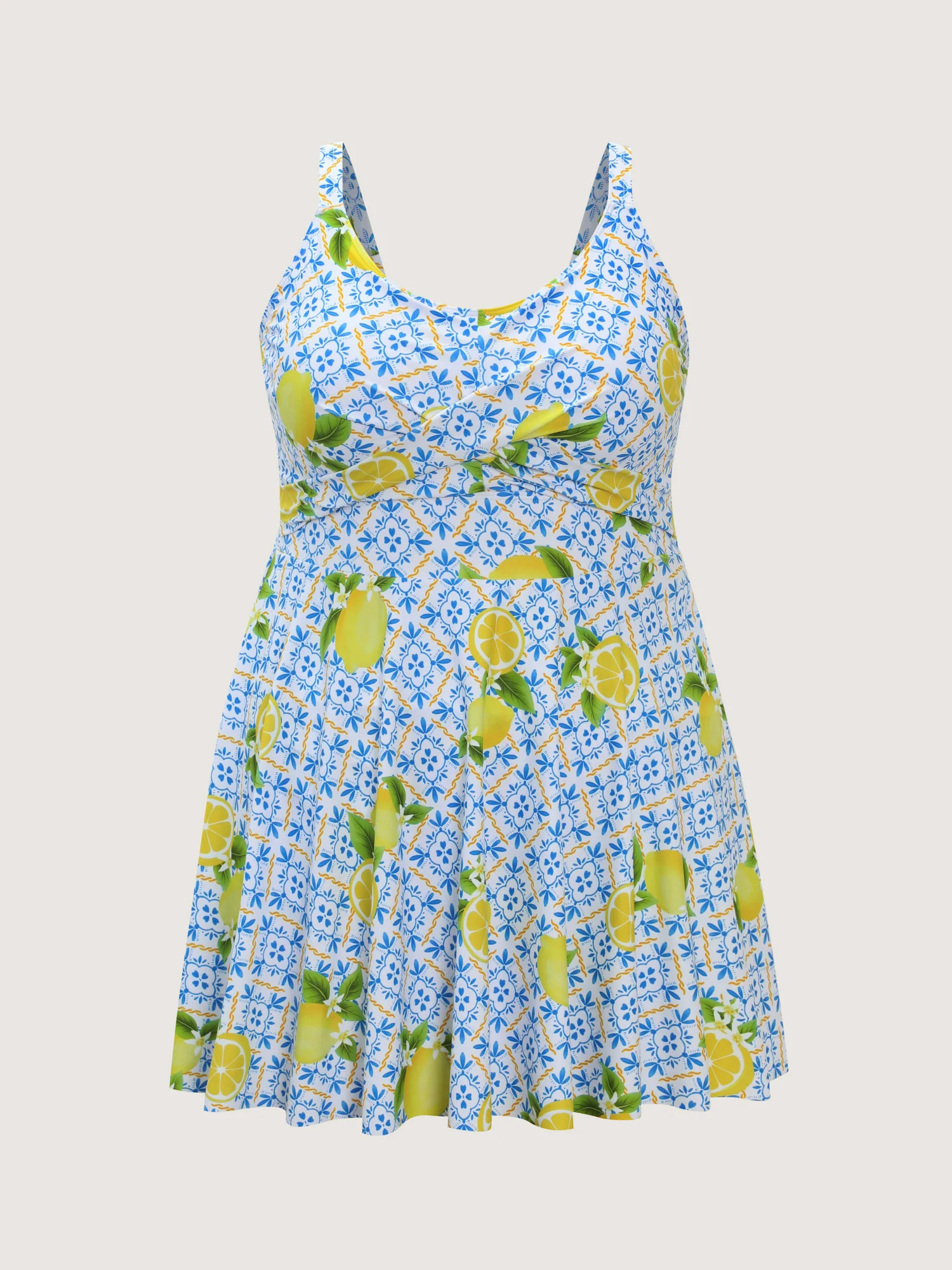 Anti-Float Ties Lemon Print Swim Dress - Image 6