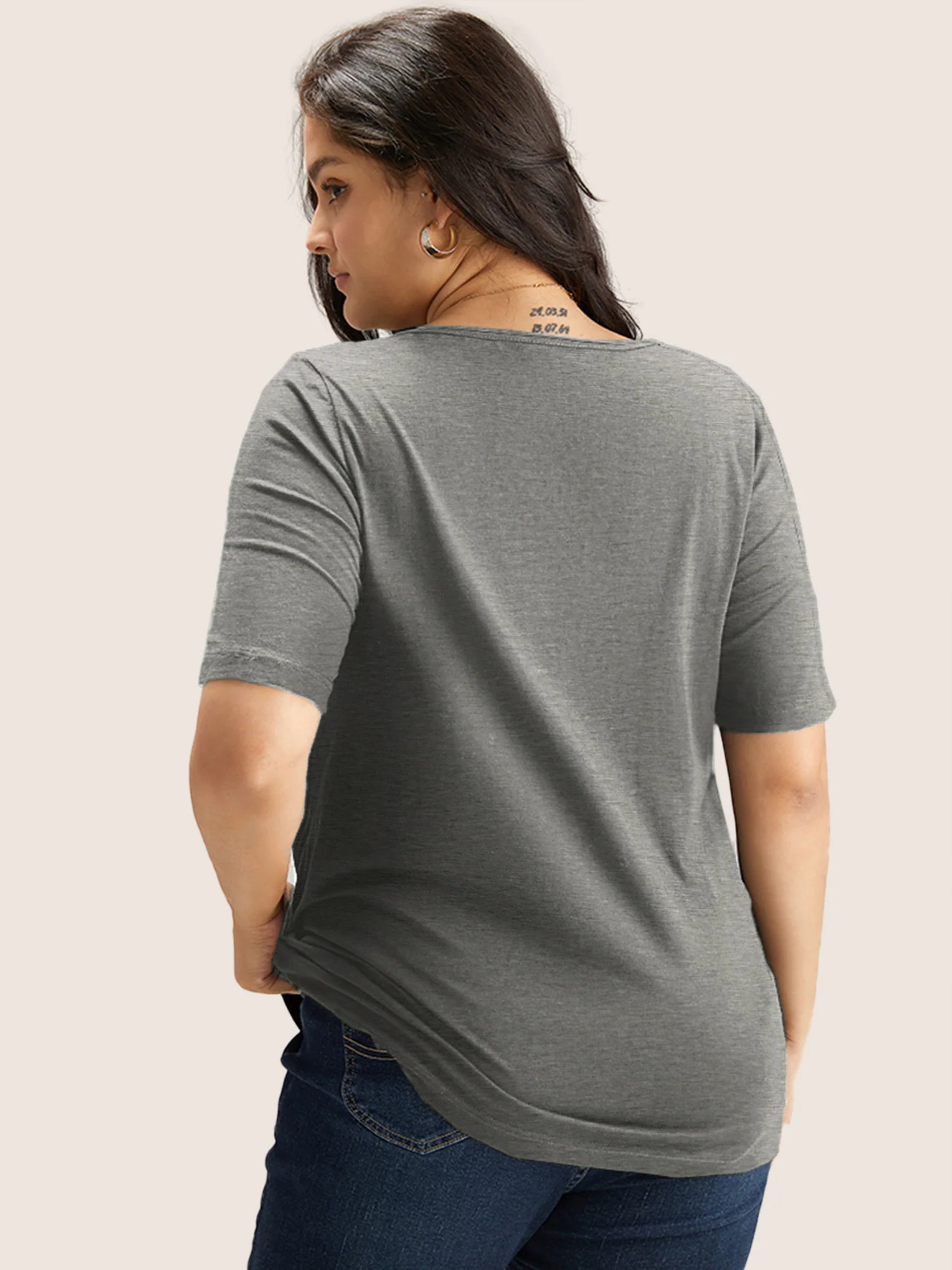 Cotton V Neck Plain Basic T-shirt - Image 27