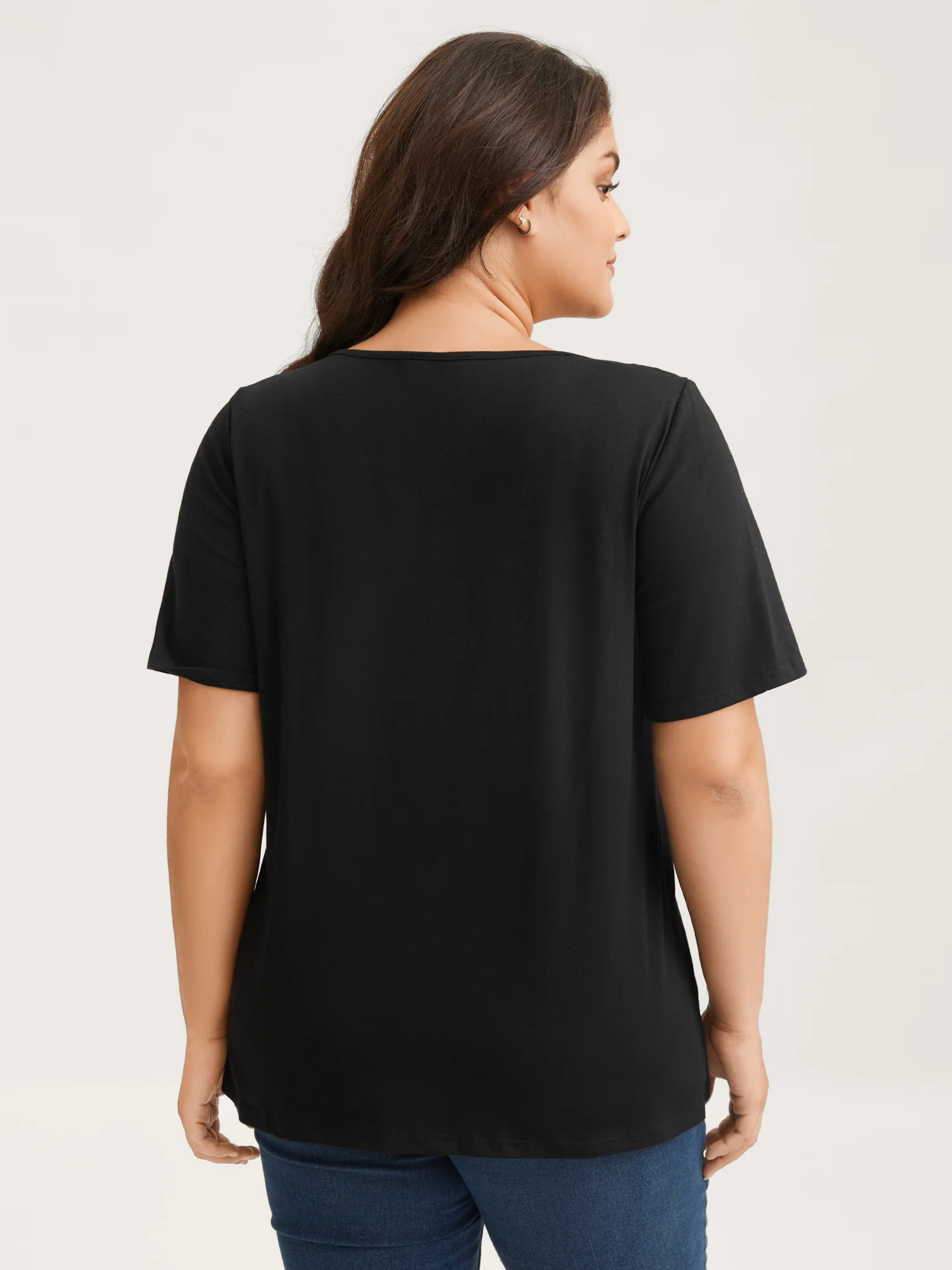 Cotton V Neck Plain Basic T-shirt - Image 9