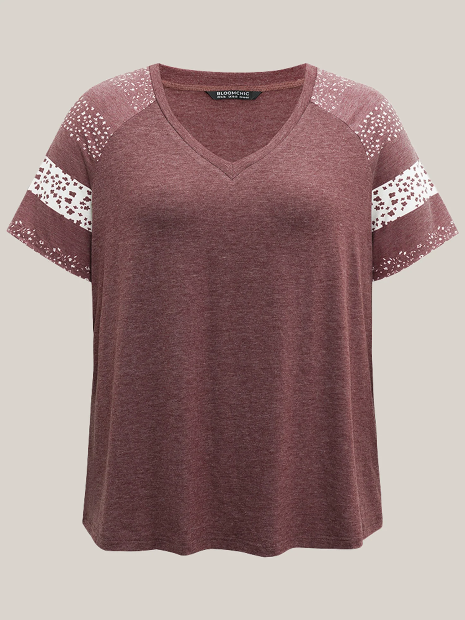 Ditsy Floral Colorblock Contrast Raglan Sleeve T-shirt - Image 10