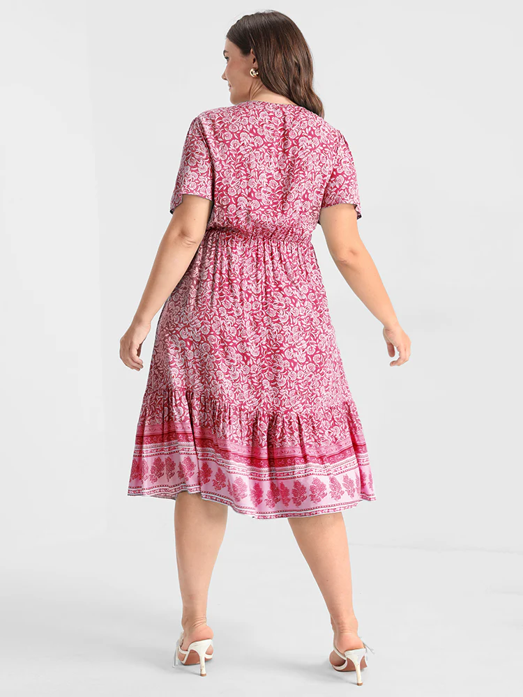 Ditsy Floral Ruffled Knotted Wrap Dress - Image 10