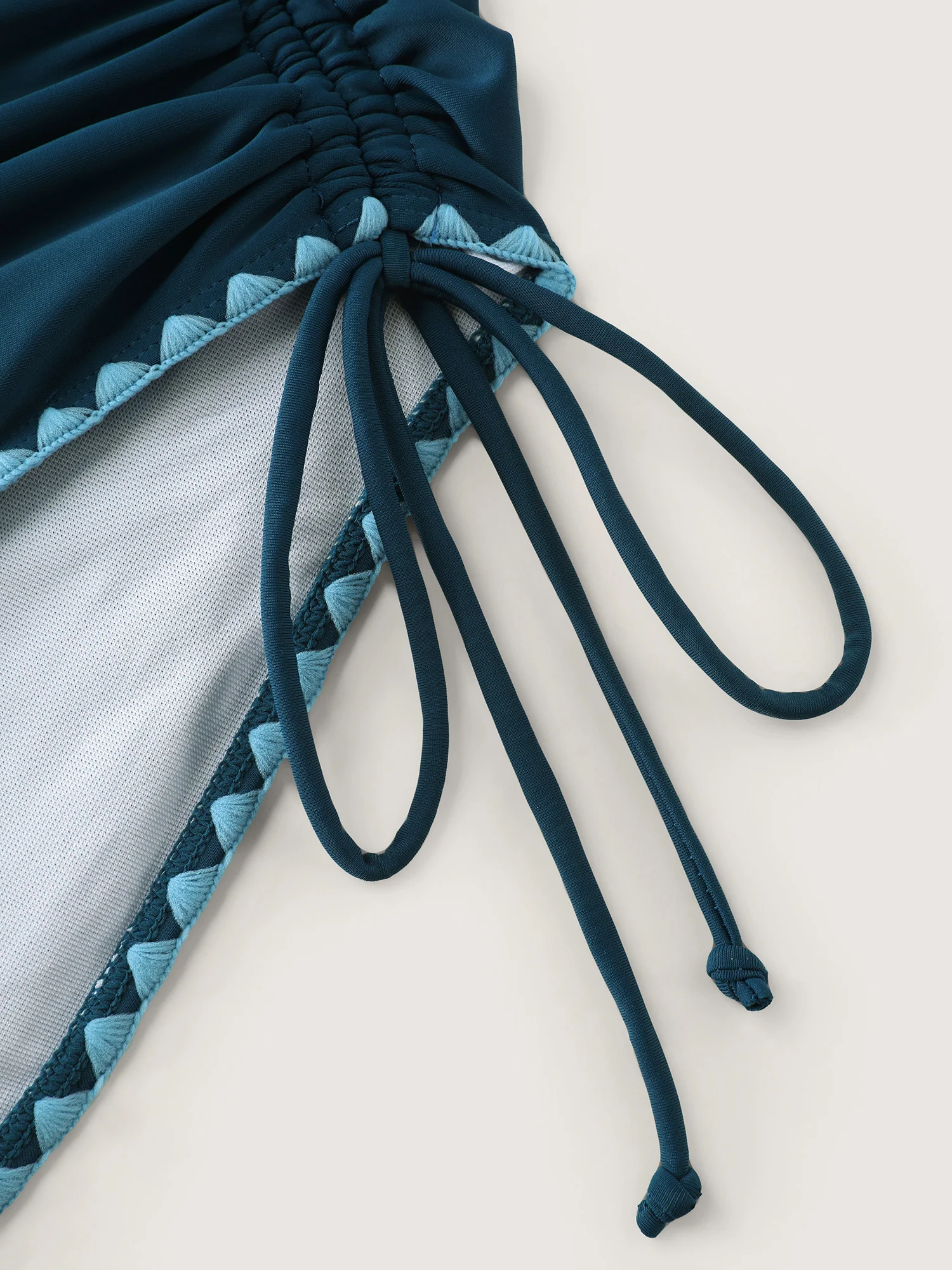 Embroidered Tummy-Control Pleated One-Piece Swimsuit - Image 7