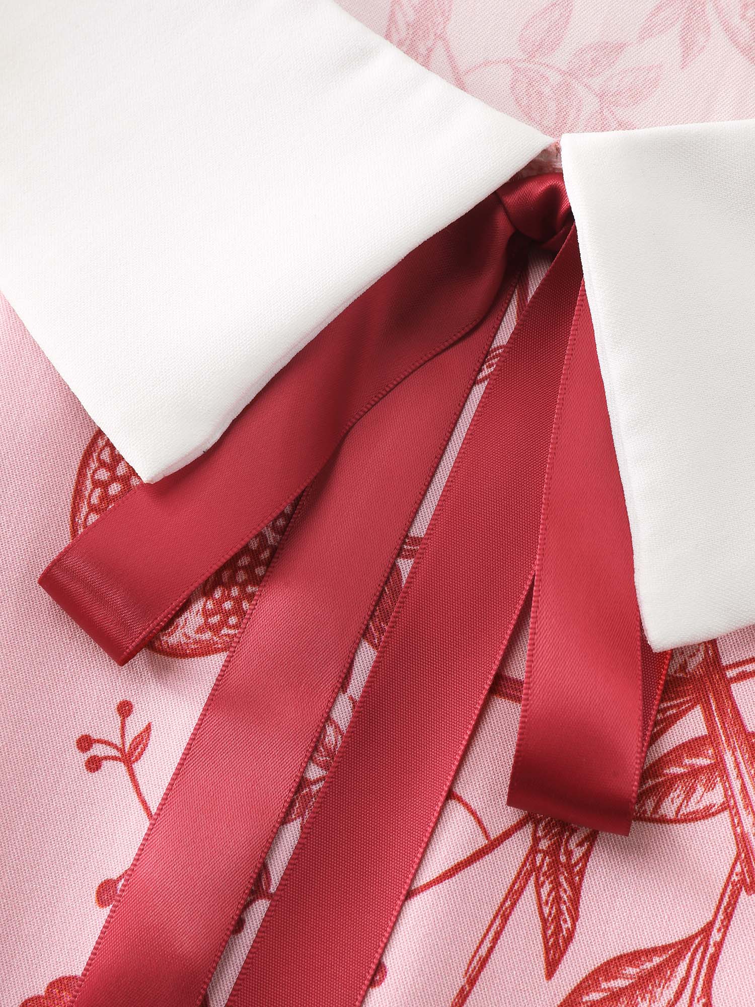 Floral Print Doll Ribbon Collar Midi Dress - Image 5