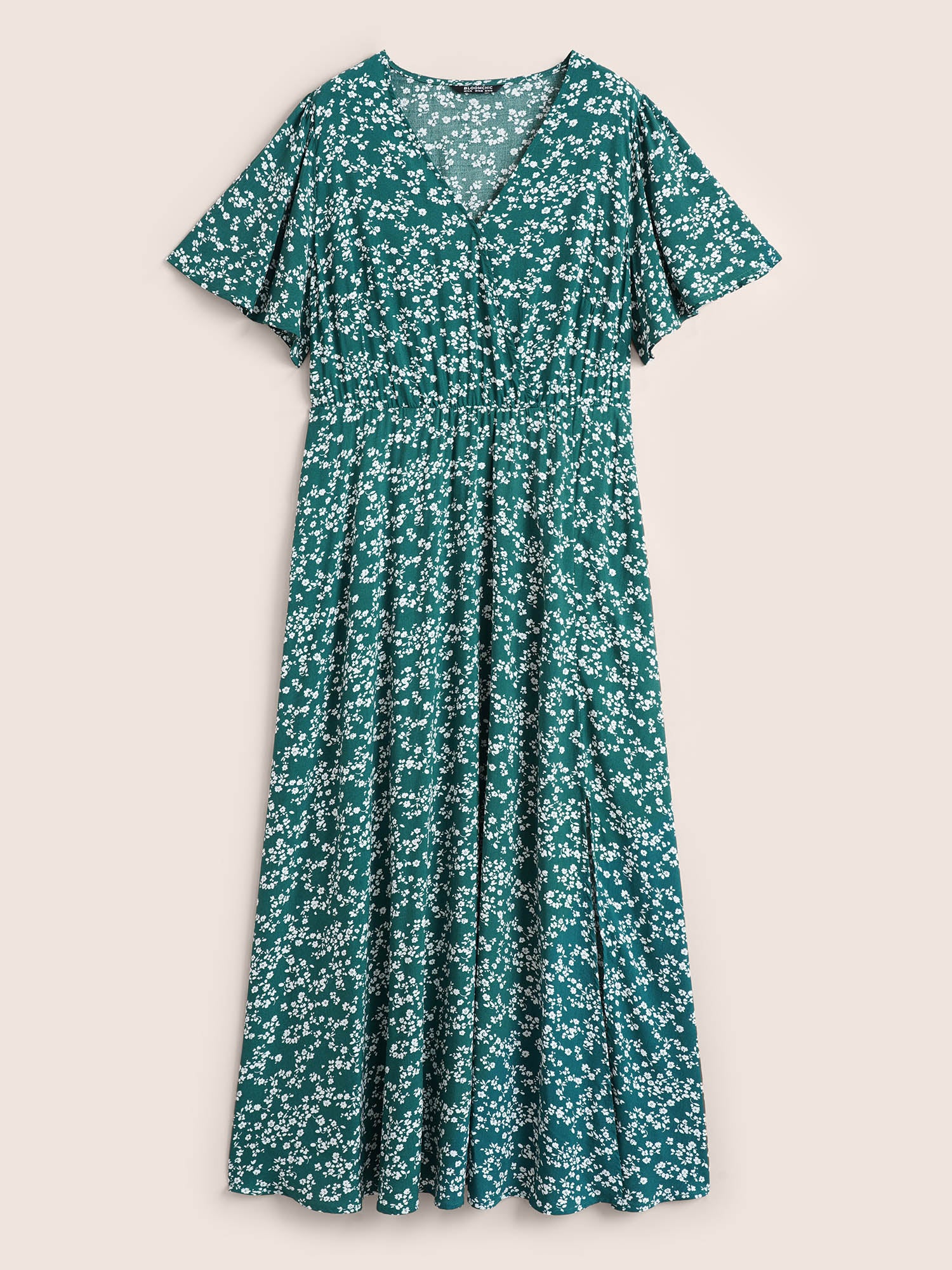 Bloom Dress - Flutter Sleeve Ditsy Floral Pocket Split Maxi Dress - Image 12