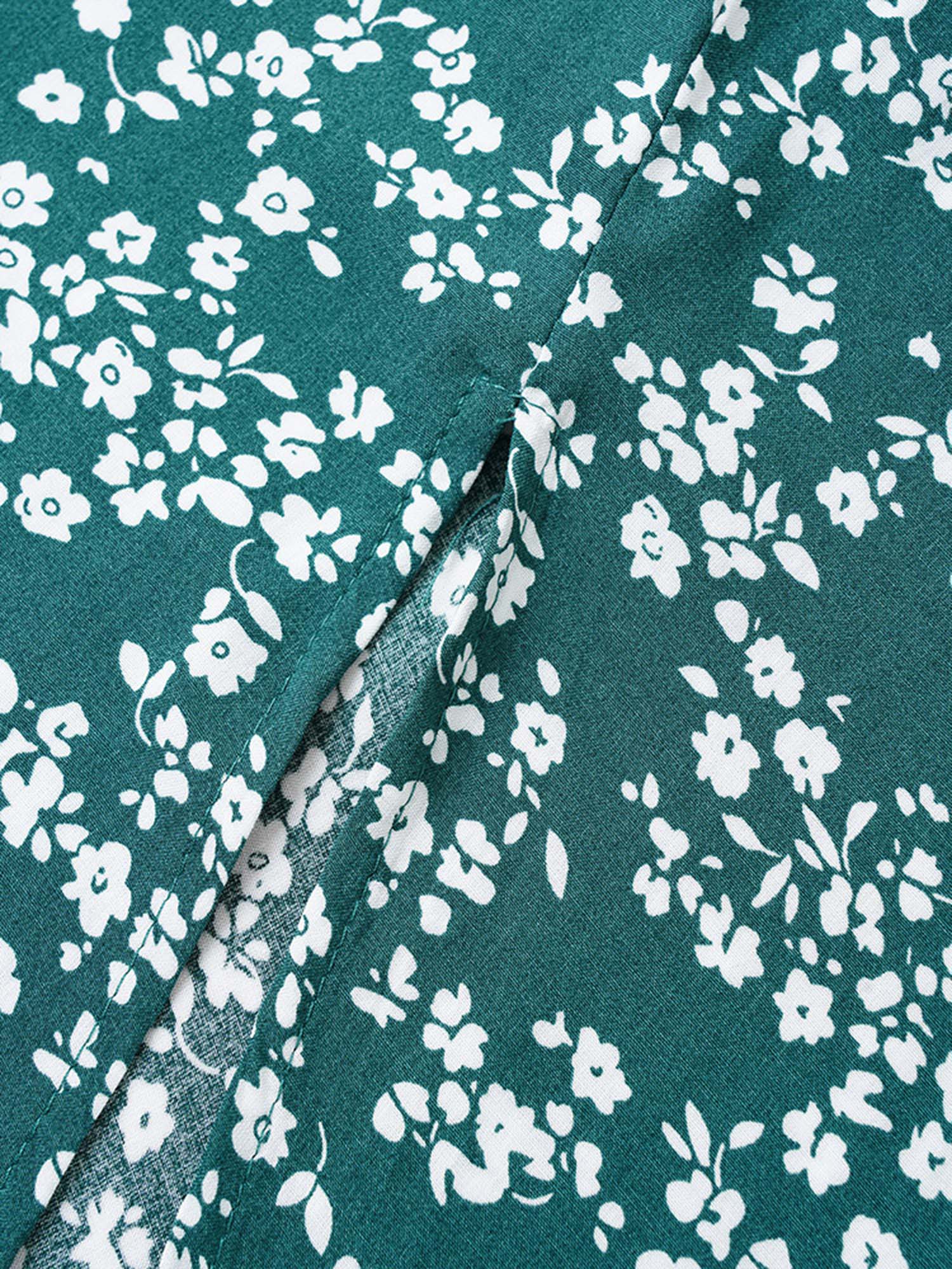 Bloom Dress - Flutter Sleeve Ditsy Floral Pocket Split Maxi Dress - Image 14