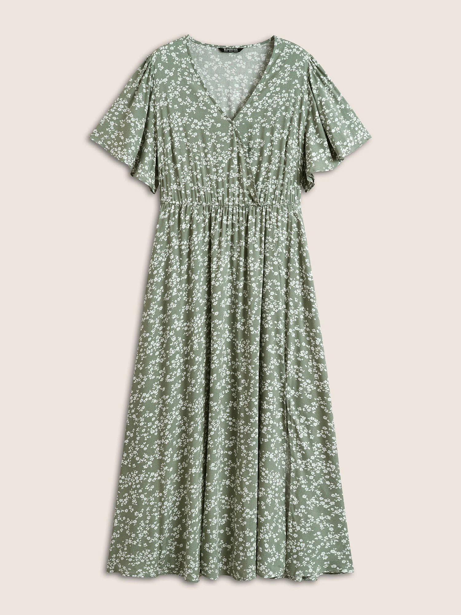 Bloom Dress - Flutter Sleeve Ditsy Floral Pocket Split Maxi Dress - Image 19
