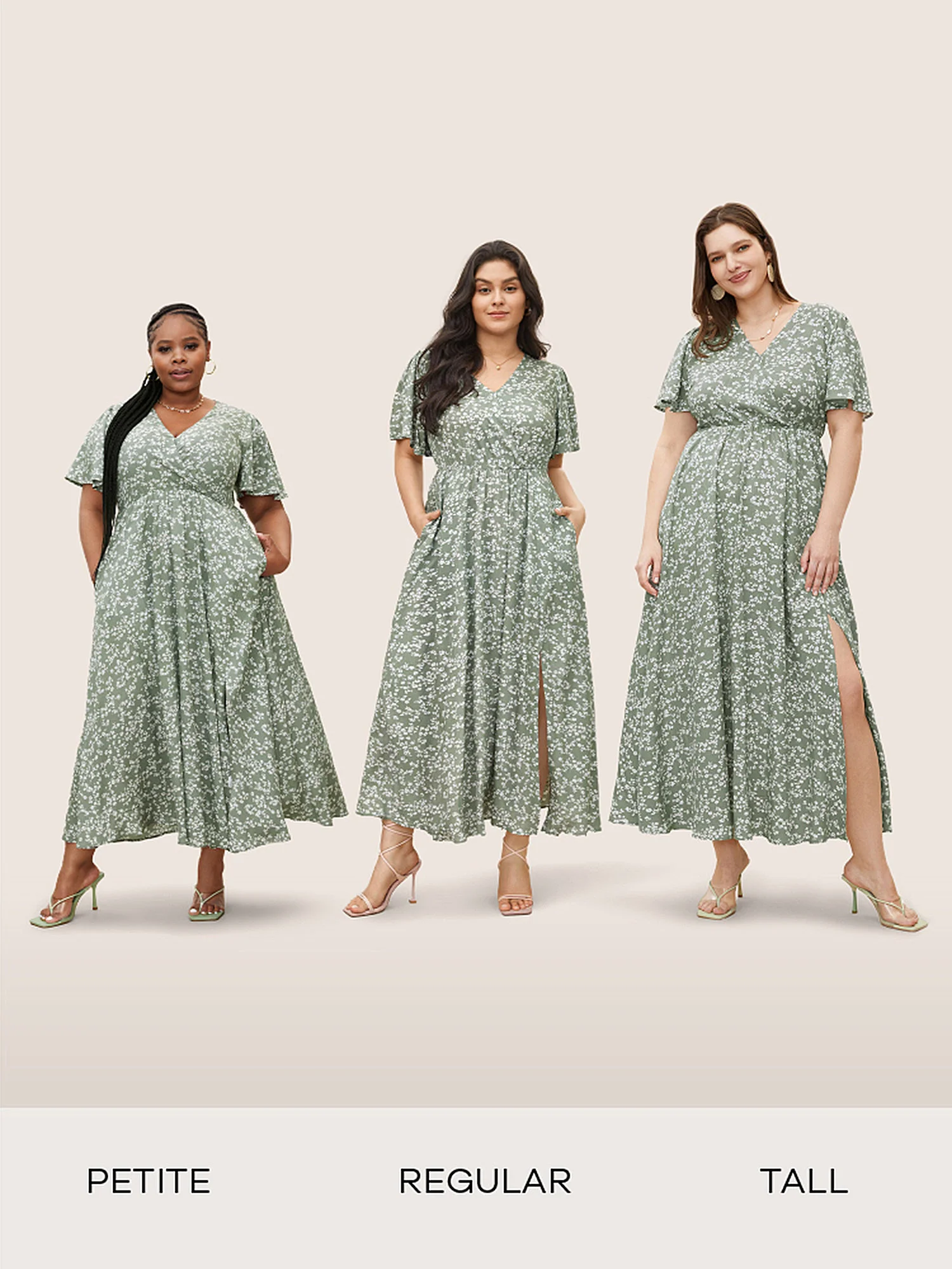 Bloom Dress - Flutter Sleeve Ditsy Floral Pocket Split Maxi Dress - Image 22