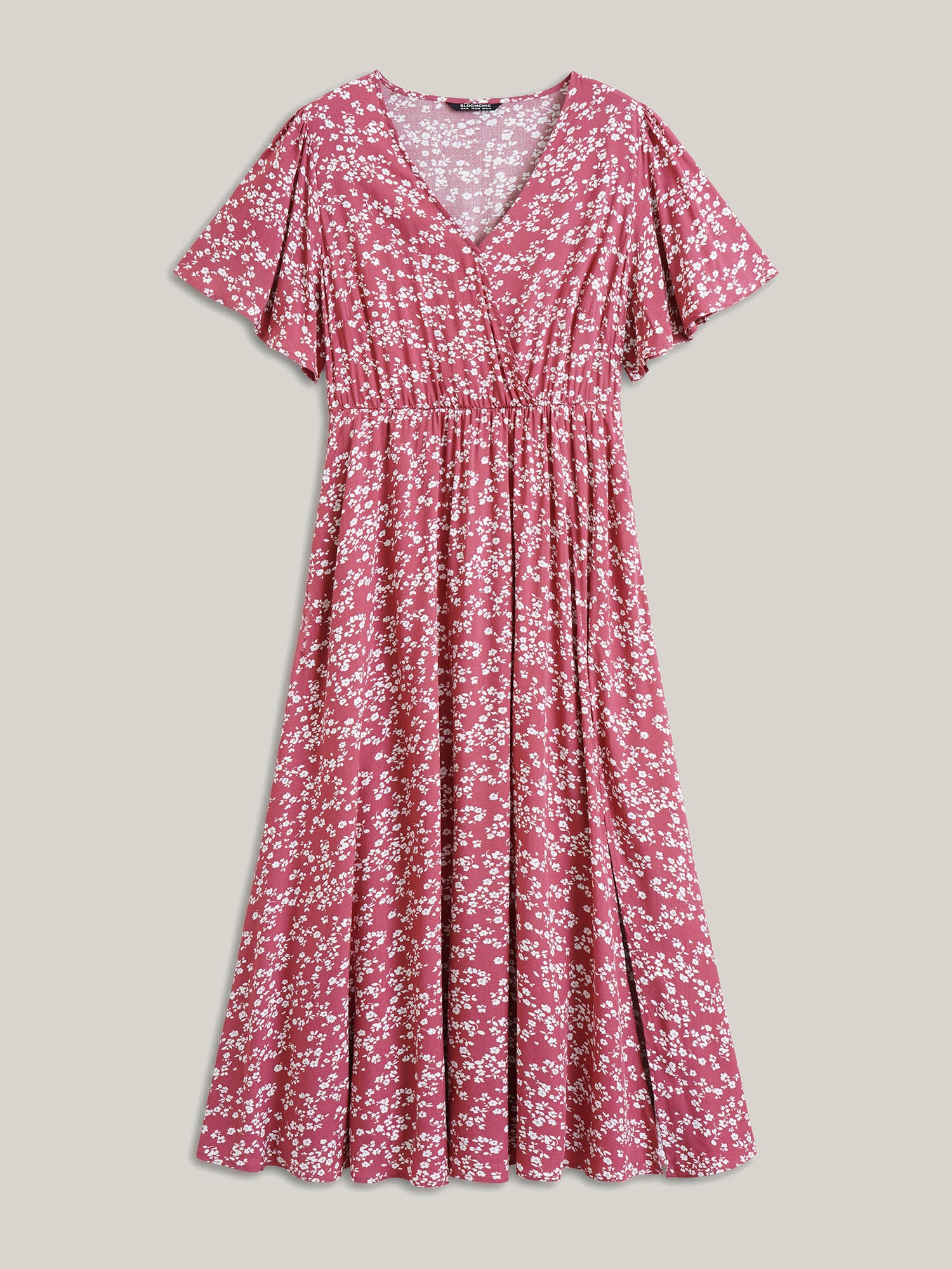 Bloom Dress - Flutter Sleeve Ditsy Floral Pocket Split Maxi Dress - Image 33