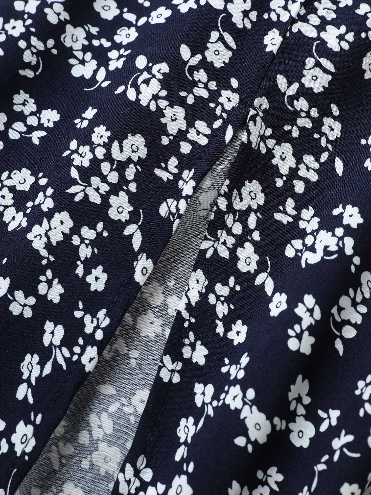 Bloom Dress - Flutter Sleeve Ditsy Floral Pocket Split Maxi Dress - Image 40