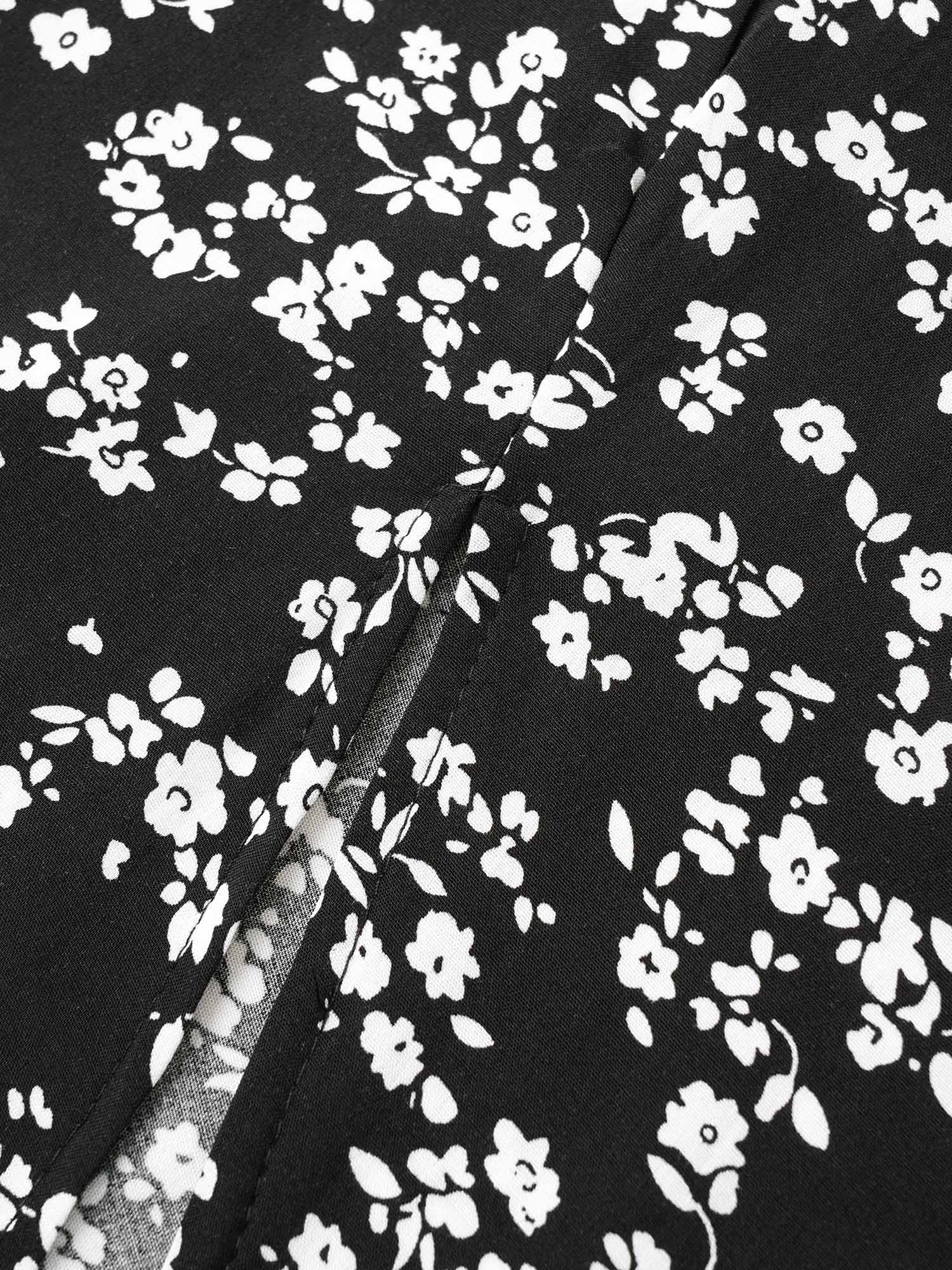 Bloom Dress - Flutter Sleeve Ditsy Floral Pocket Split Maxi Dress - Image 47