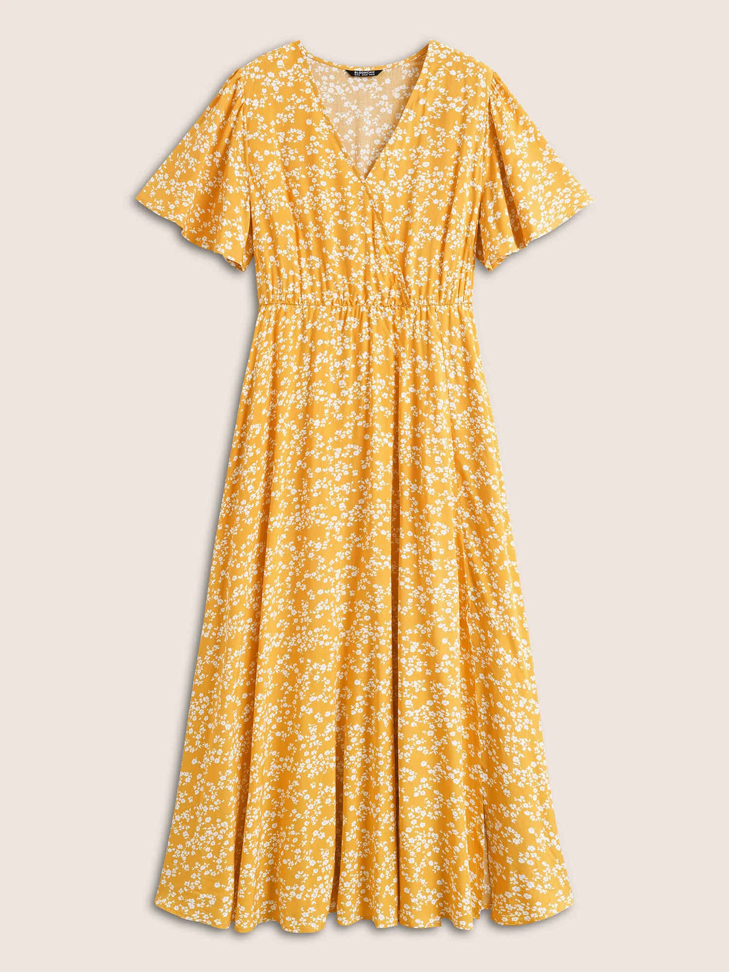 Bloom Dress - Flutter Sleeve Ditsy Floral Pocket Split Maxi Dress - Image 52