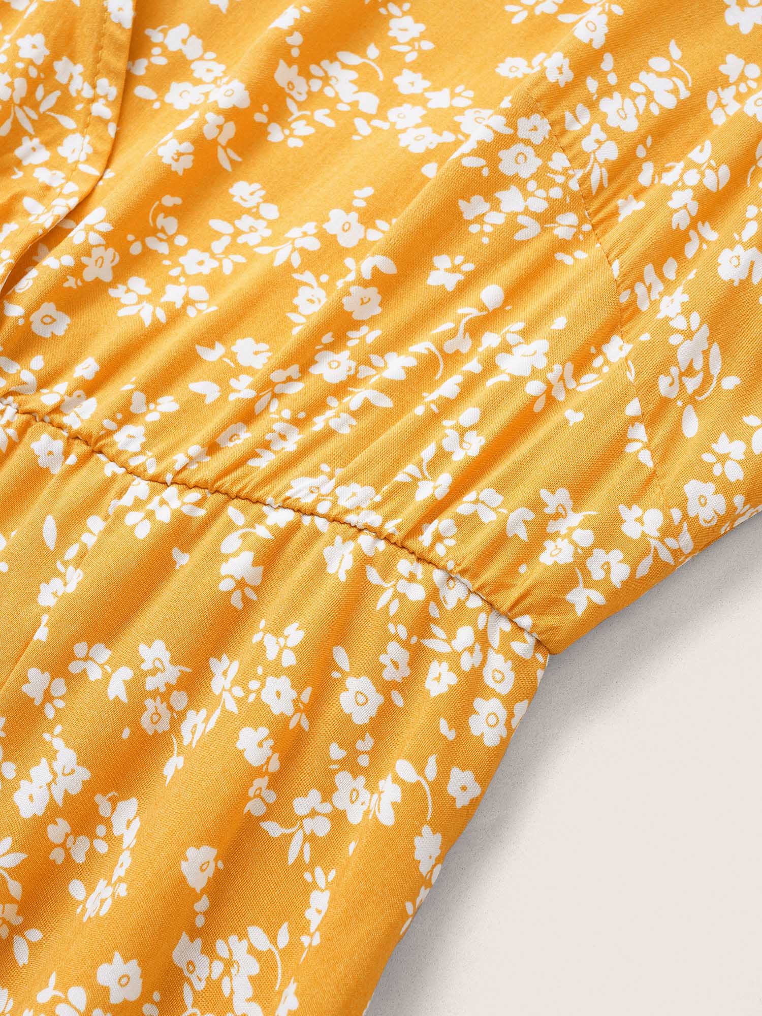 Bloom Dress - Flutter Sleeve Ditsy Floral Pocket Split Maxi Dress - Image 53