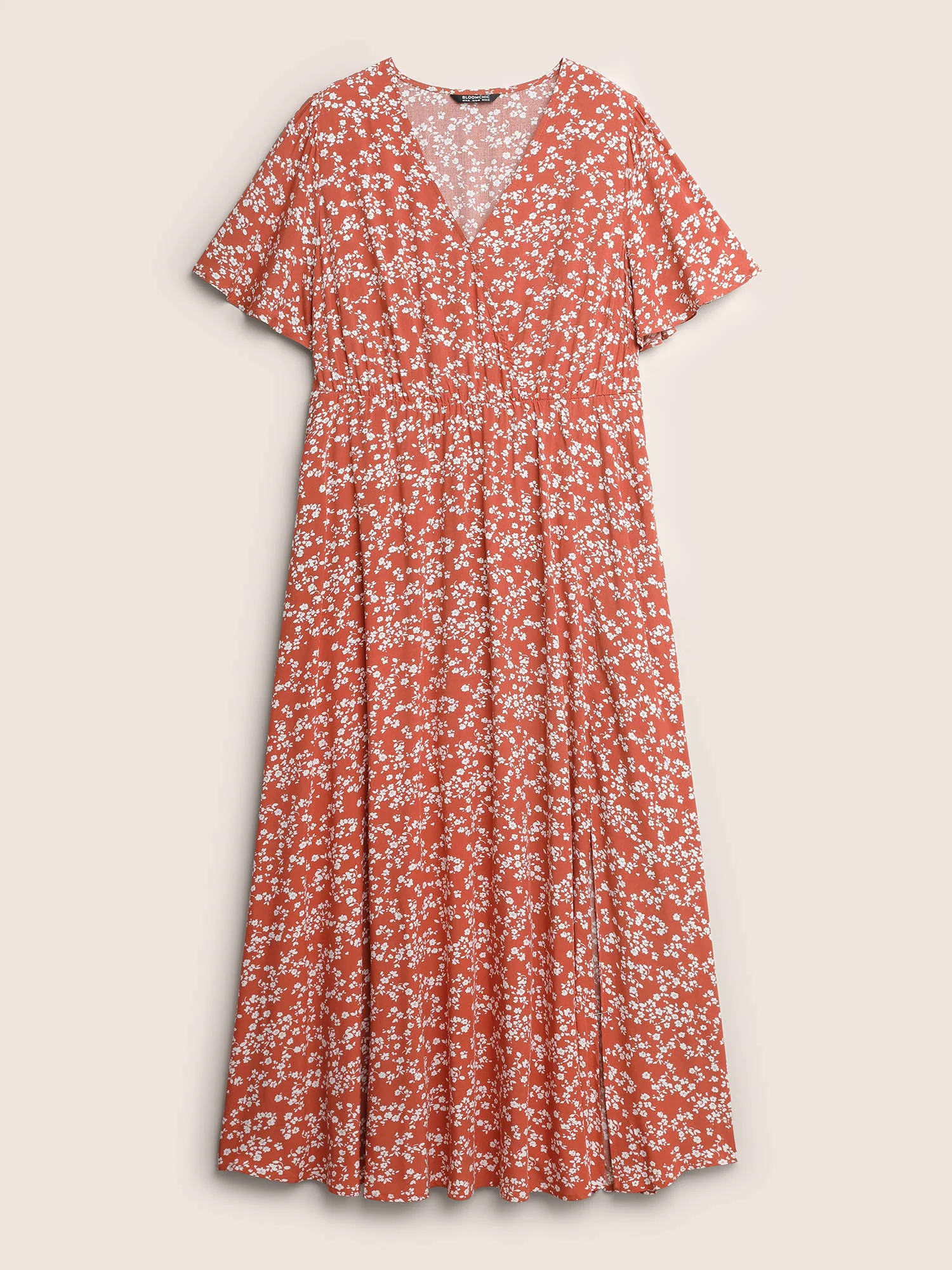 Bloom Dress - Flutter Sleeve Ditsy Floral Pocket Split Maxi Dress - Image 59