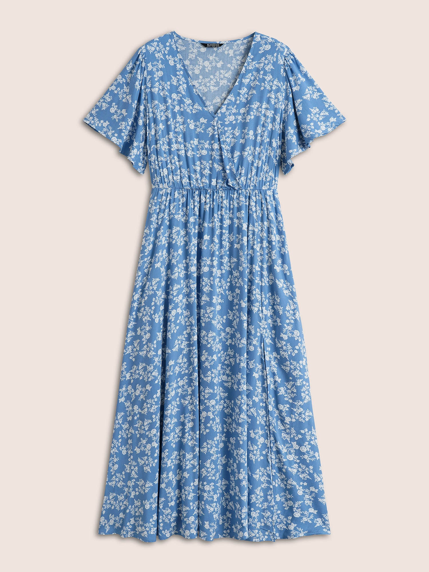 Bloom Dress - Flutter Sleeve Ditsy Floral Pocket Split Maxi Dress - Image 66