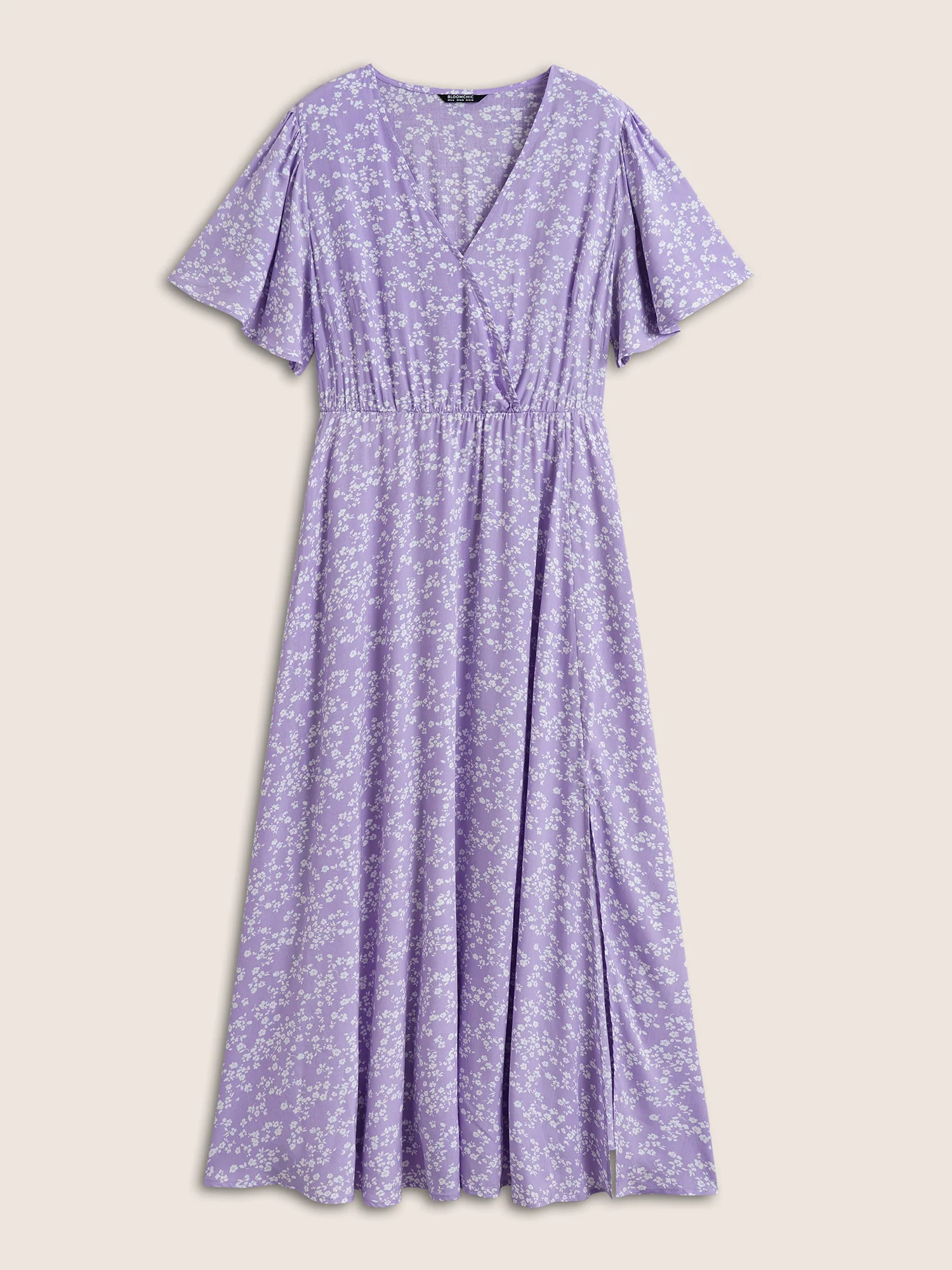 Bloom Dress - Flutter Sleeve Ditsy Floral Pocket Split Maxi Dress - Image 73