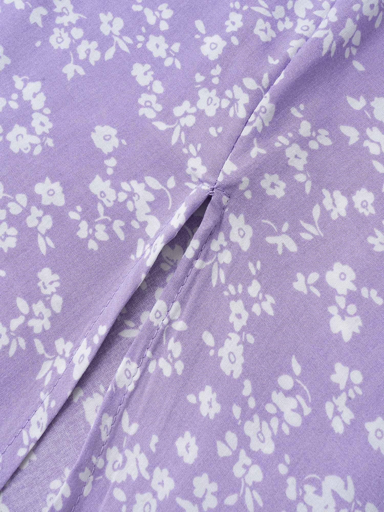 Bloom Dress - Flutter Sleeve Ditsy Floral Pocket Split Maxi Dress - Image 75