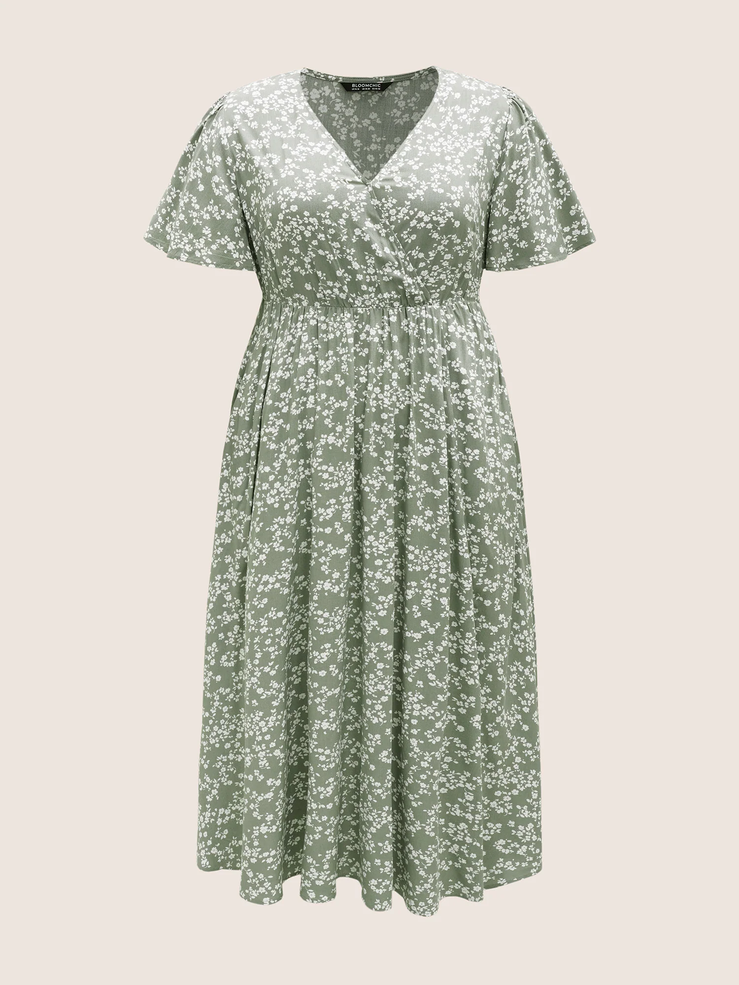 Bloom Dress - Flutter Sleeve Ditsy Floral Pocket Split Maxi Dress - Image 81