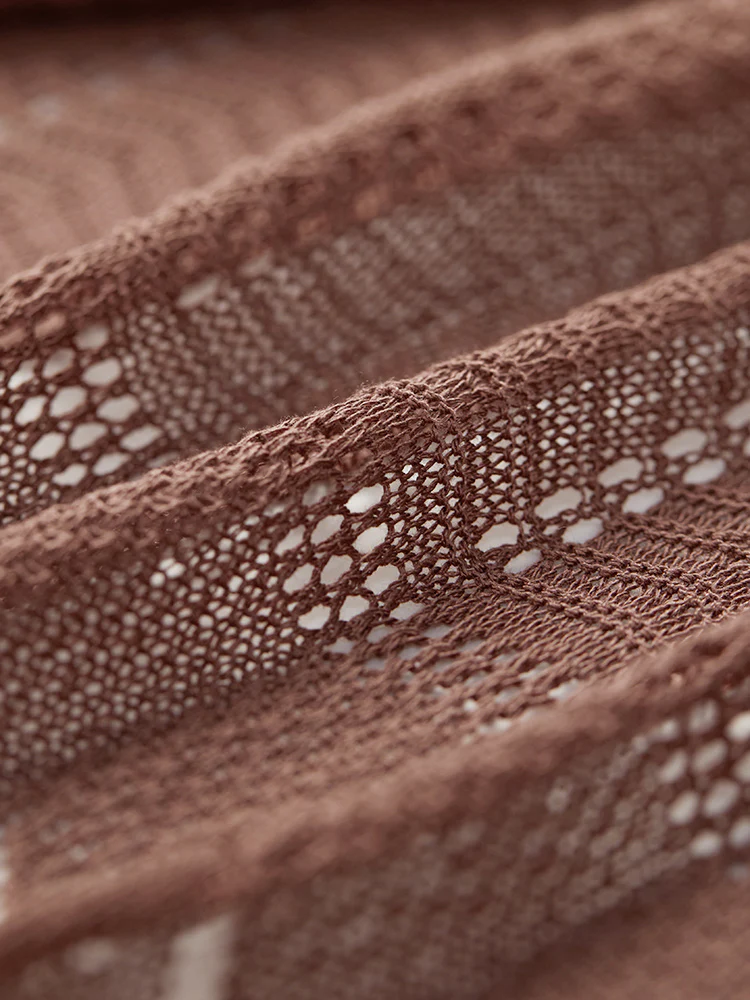 Geometric Eyelet Open Front Maxi Cardigan - Image 9