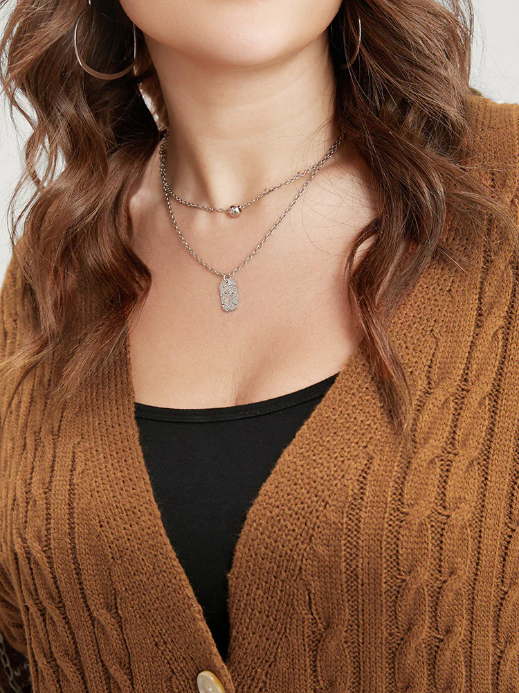 Gingham Contrast Soft Sexy Yarn Knit Cable Knit Button Front Cardigan - Image 5