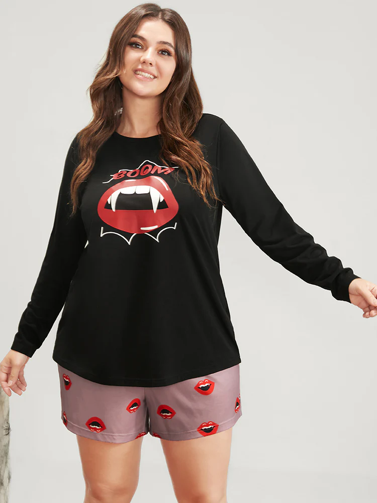 Halloween Lip Print Pajama Set - Image 5