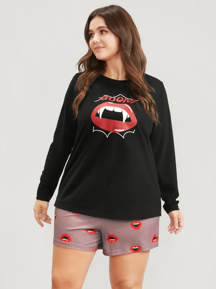 Halloween Lip Print Pajama Set - Image 6