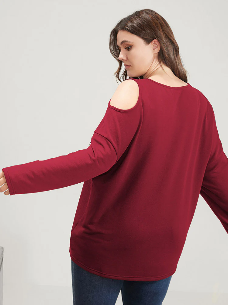 Halloween Skull Print Cold Shoulder Sweatshirt - Image 12