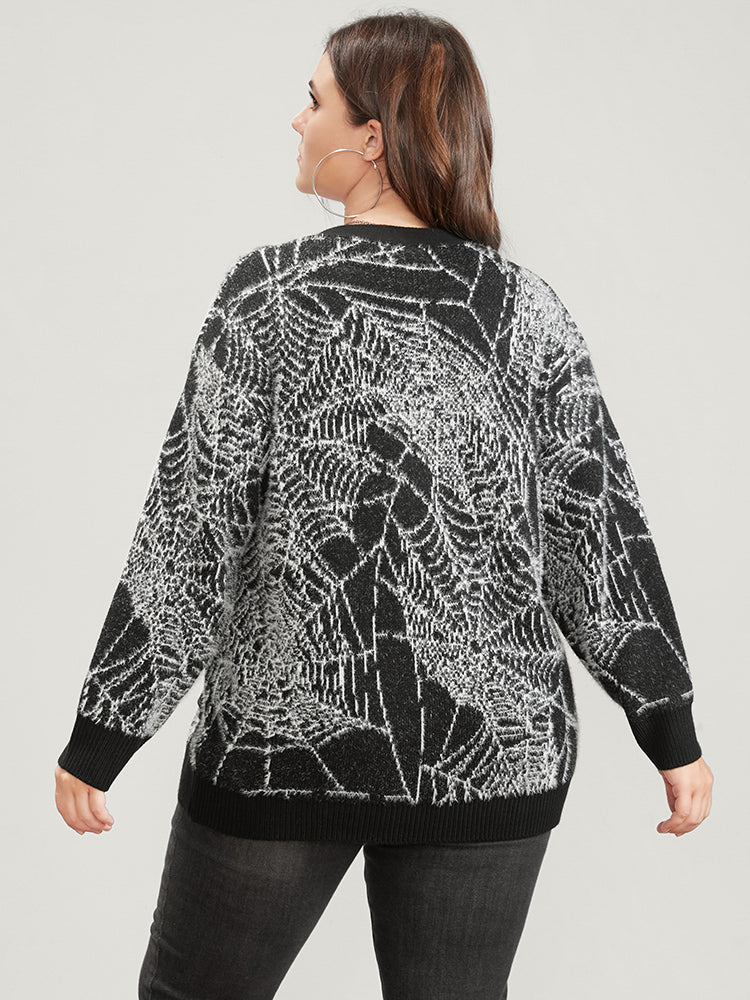 Spider Web Plush Knit Pocket Button Front Cardigan - Image 6