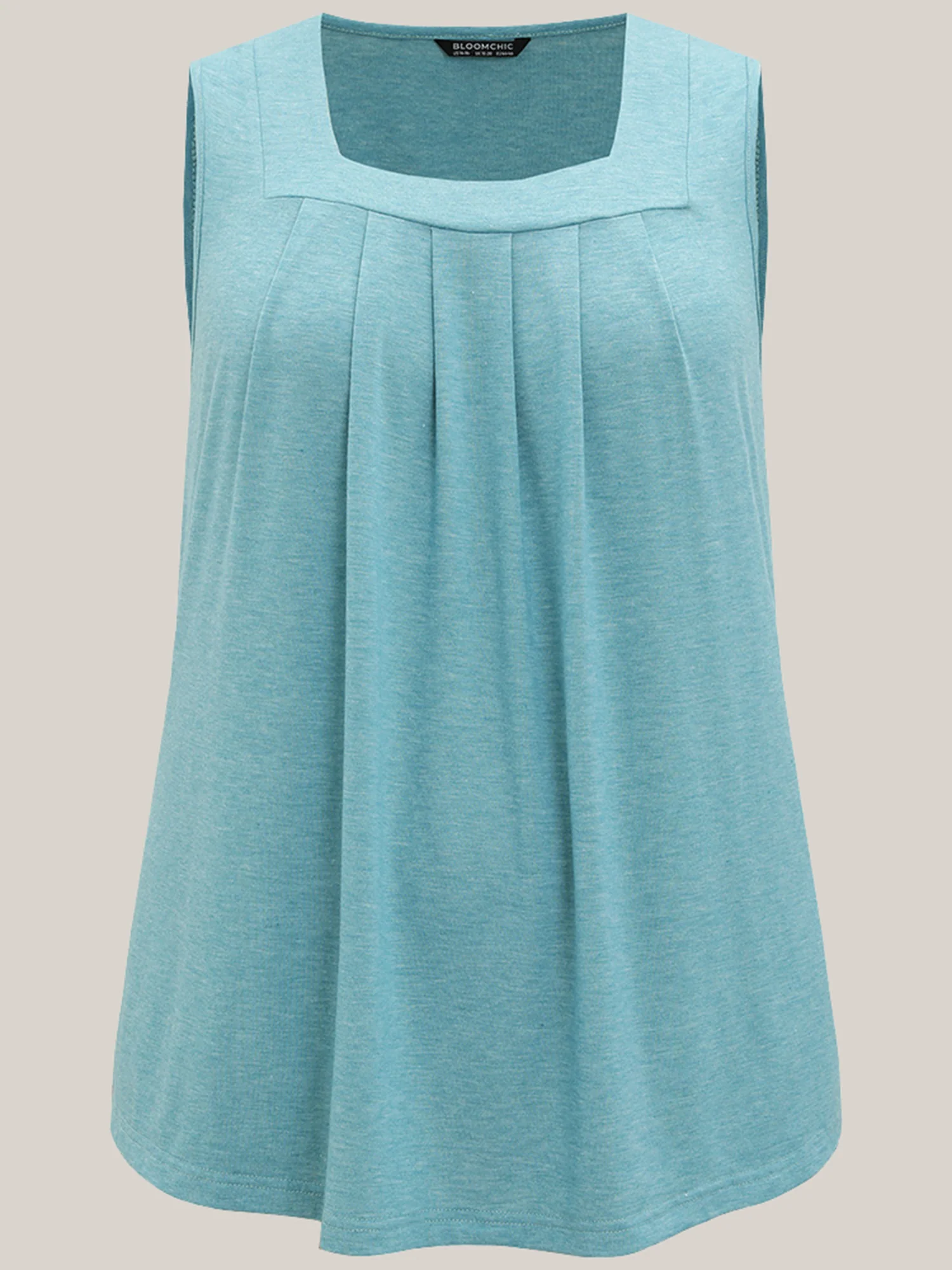 Heather Plicated Detail Square Neck Tank Top - Image 19