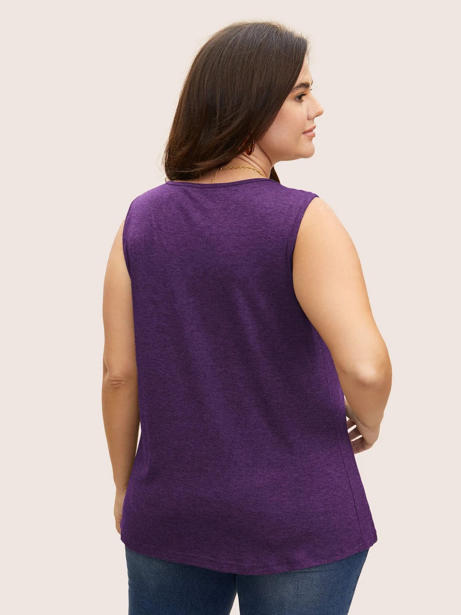 Heather Plicated Detail Square Neck Tank Top - Image 22
