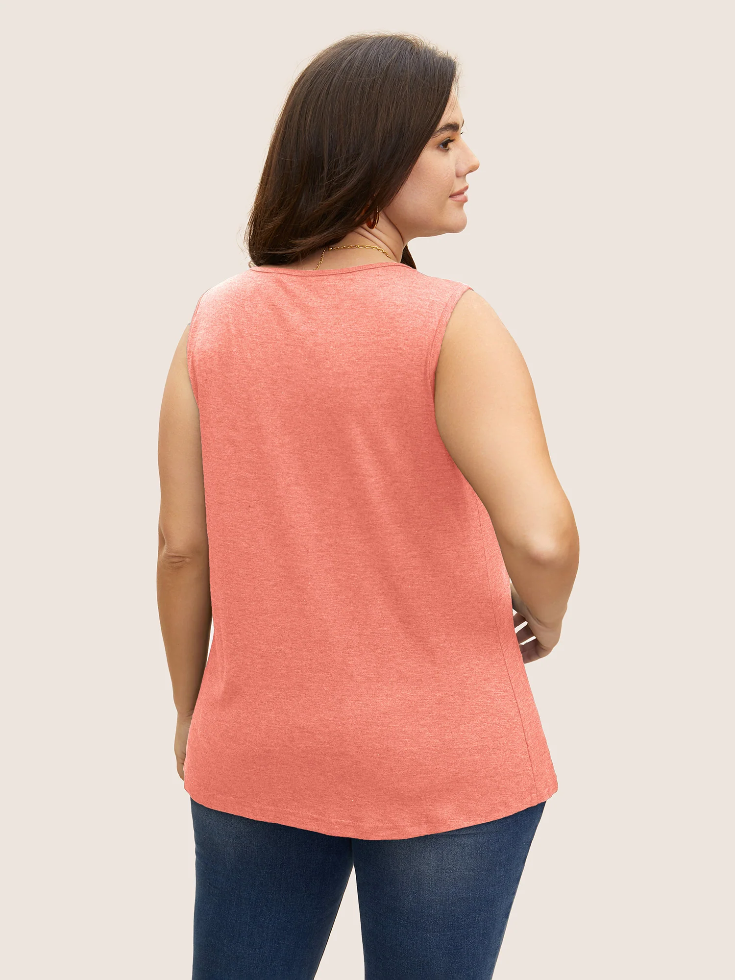 Heather Plicated Detail Square Neck Tank Top - Image 24