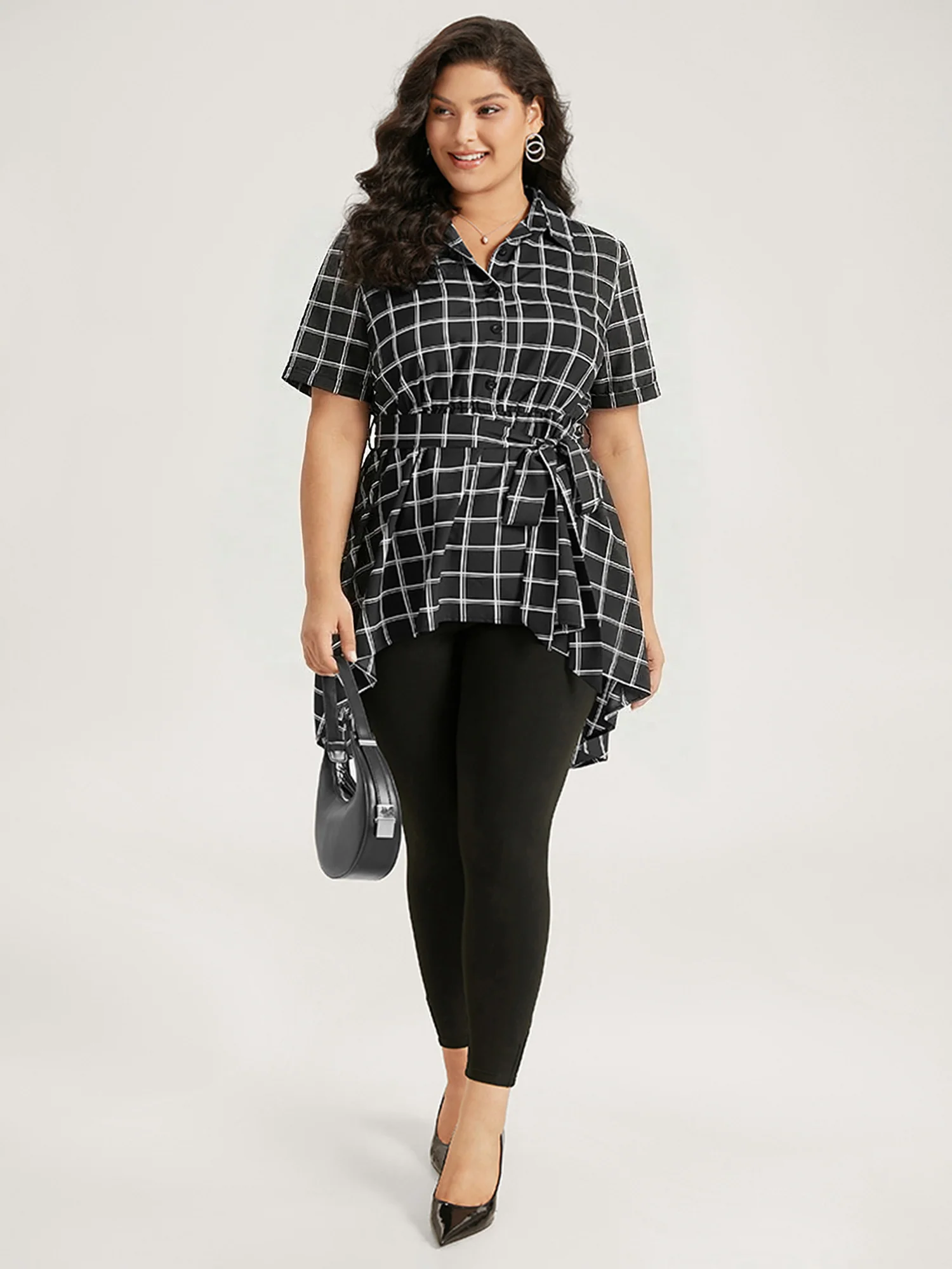 High Rise Pleated Elastic Waist Skinny Leggings - Image 4