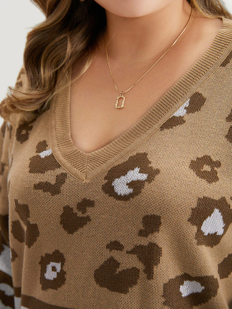 Leopard Striped Elastic Cuffs Pullover - Image 8