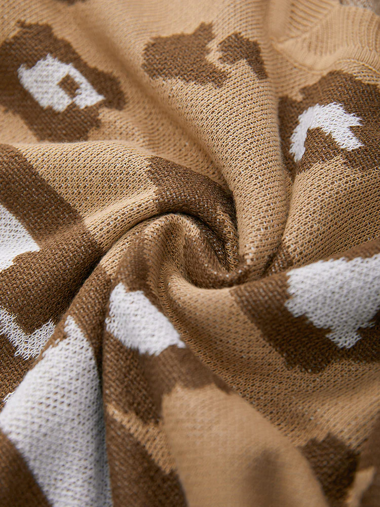 Leopard Striped Elastic Cuffs Pullover - Image 9