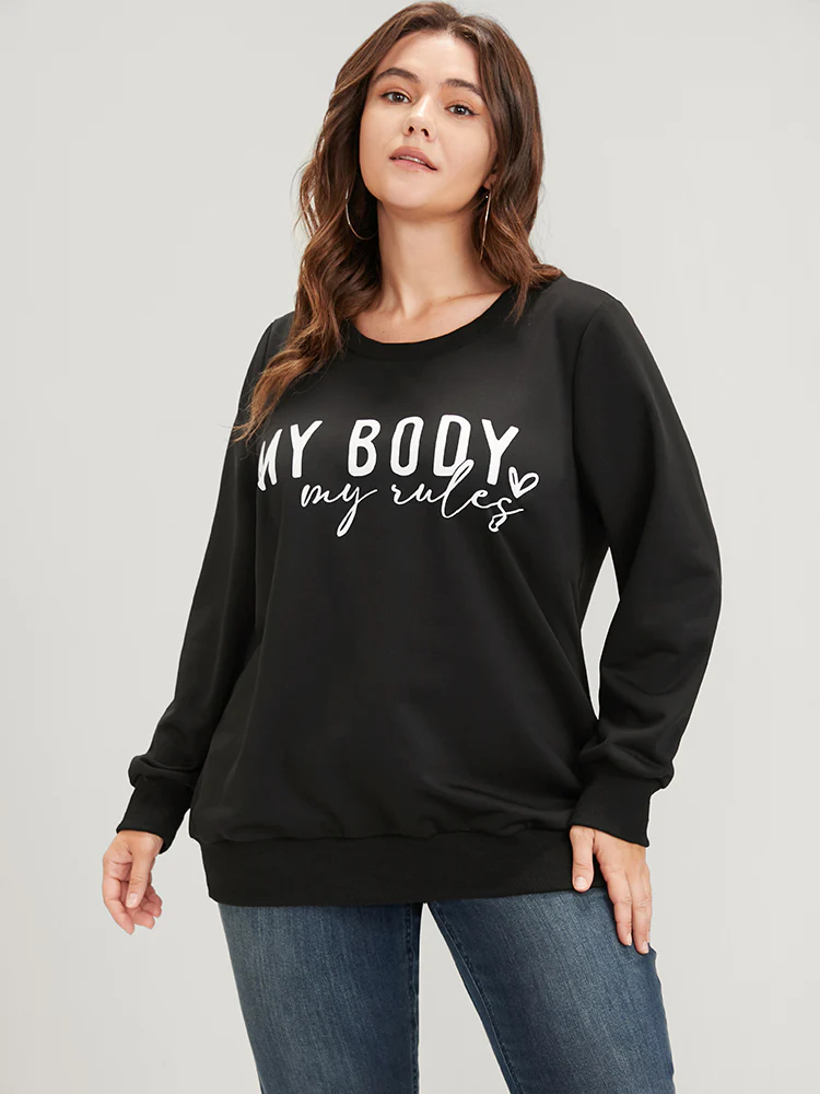 Letter Print Drop Shoulder Sweatshirt - Image 3