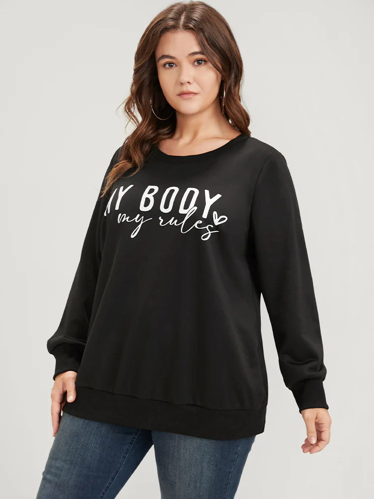 Letter Print Drop Shoulder Sweatshirt - Image 4