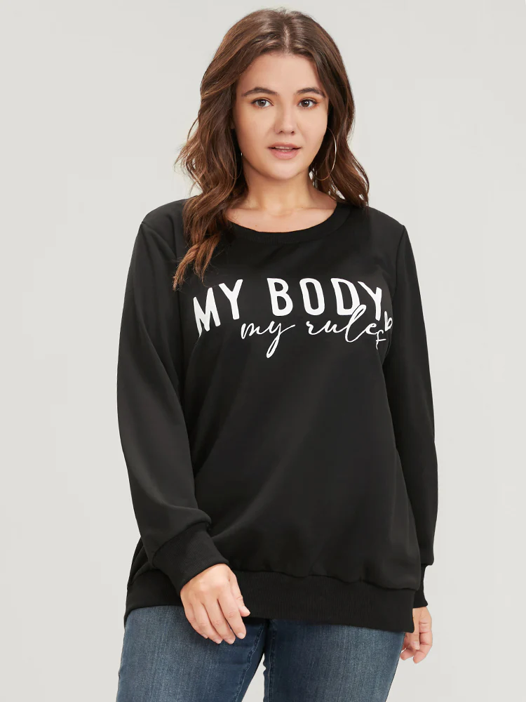 Letter Print Drop Shoulder Sweatshirt - Image 5