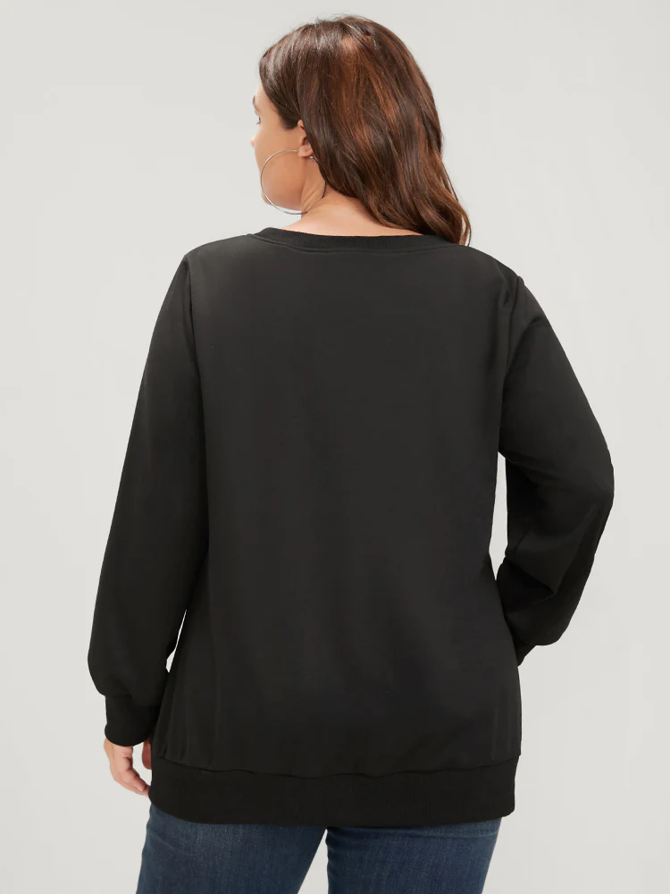 Letter Print Drop Shoulder Sweatshirt - Image 6