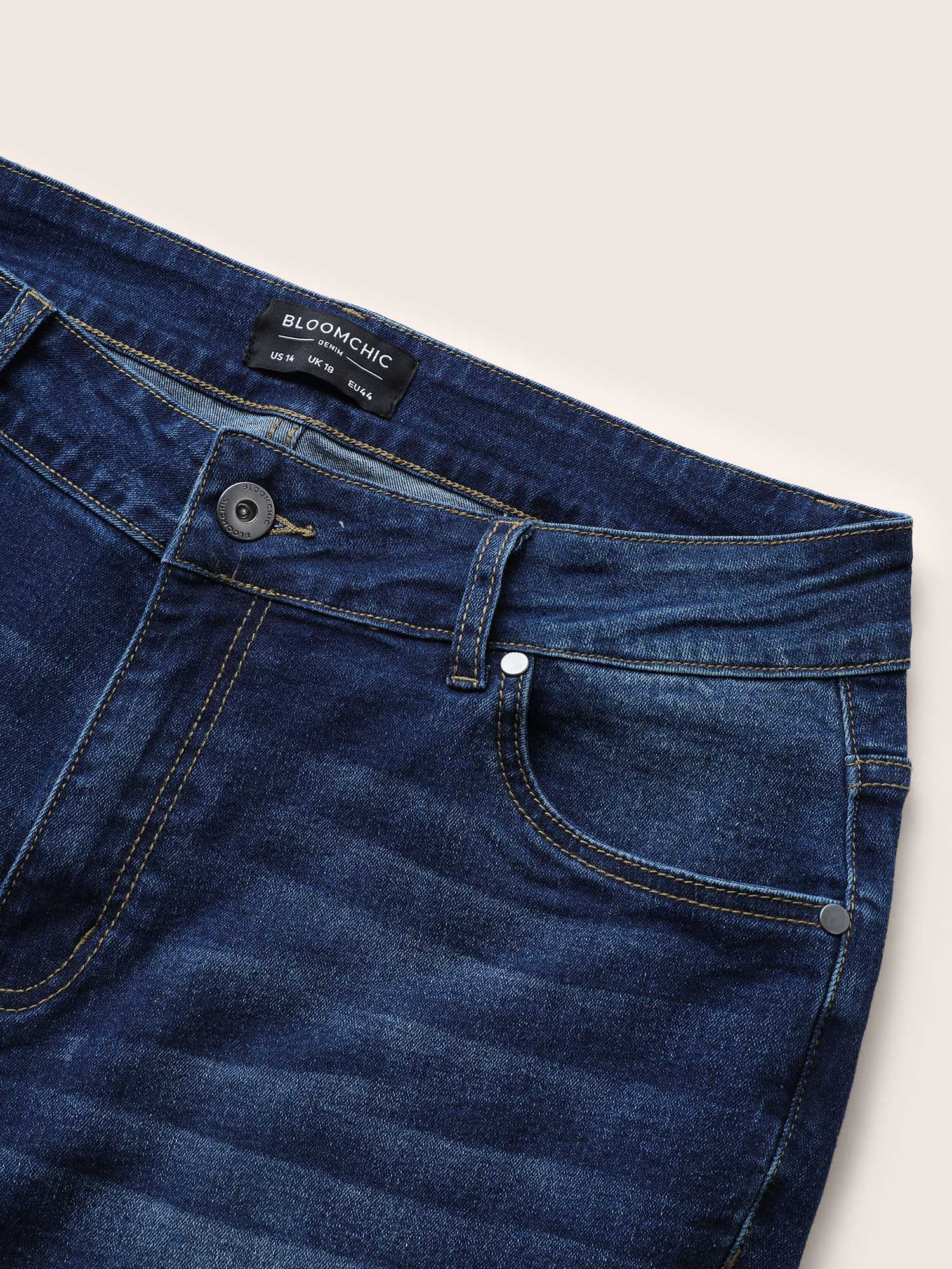 Medium Wash Wide Leg High Stretch Jeans - Image 5