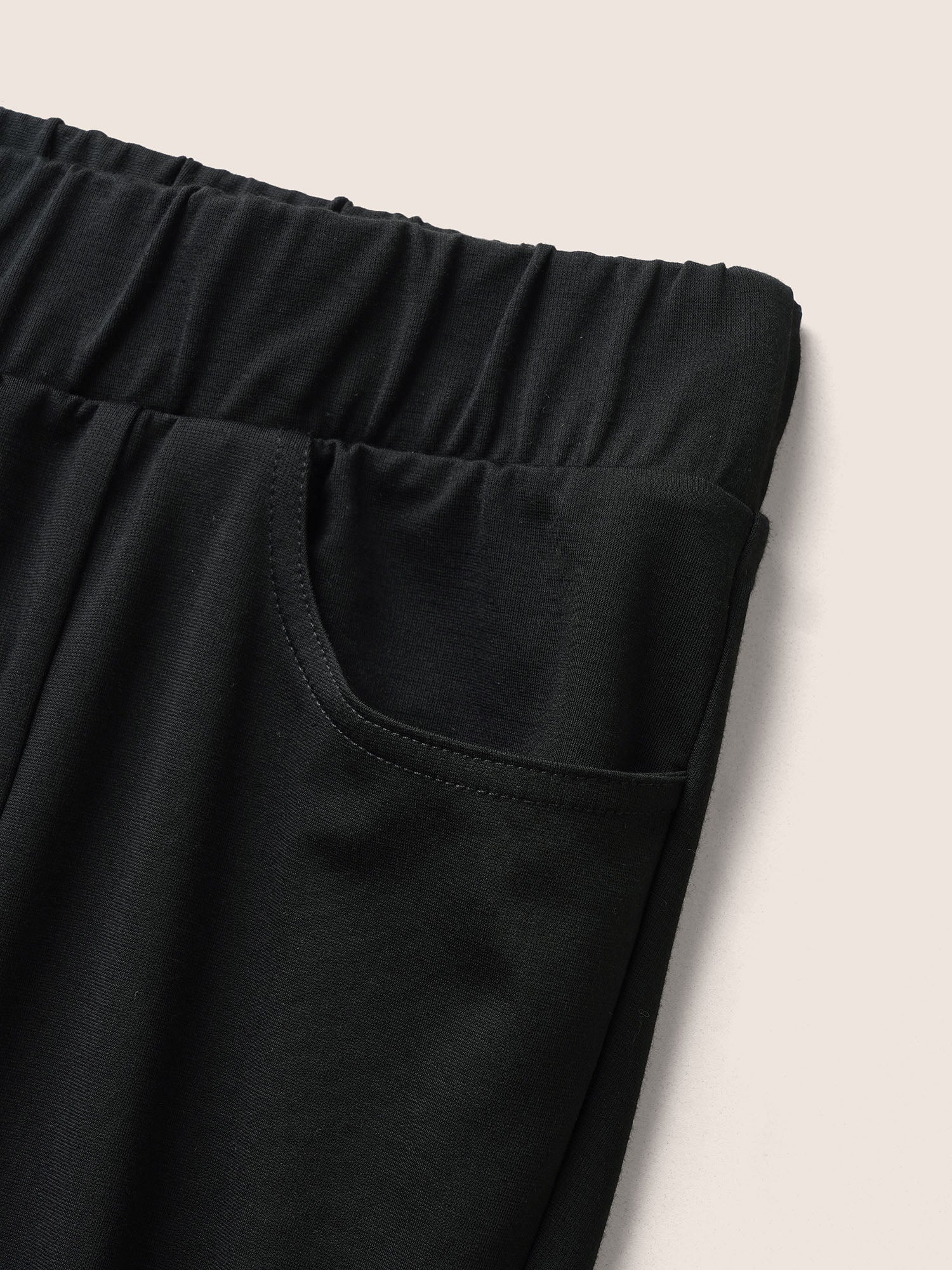 Plain Elastic Waist High Rise Slim Pants - Image 5