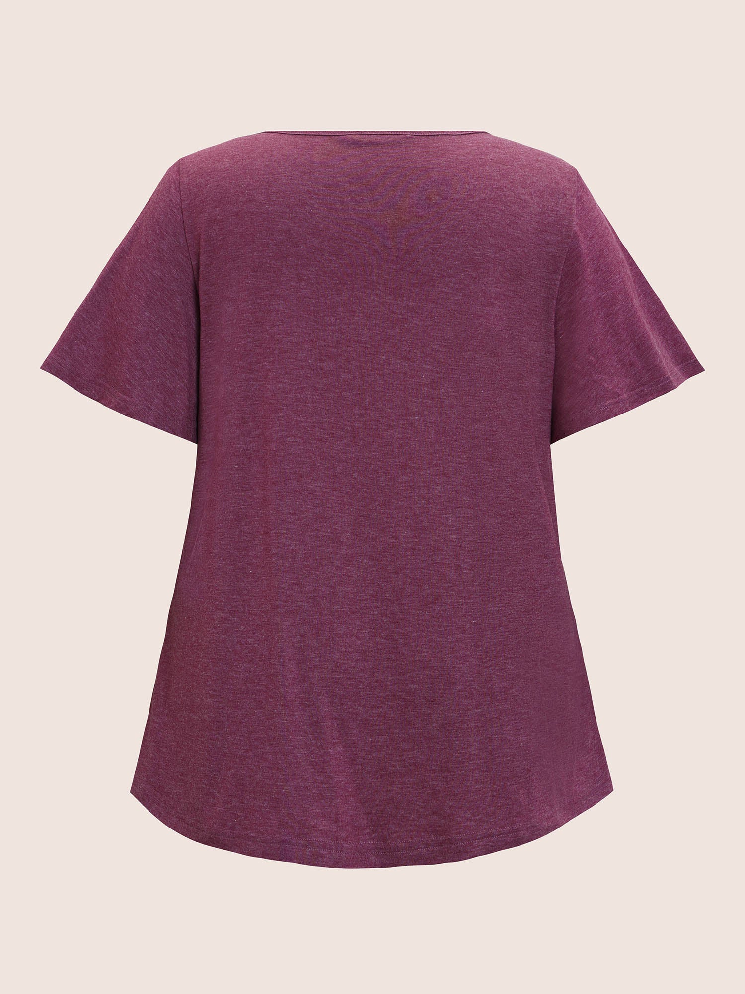 Plain Ruffle Sleeve Keyhole Gathered Crew Neck T-shirt - Image 11