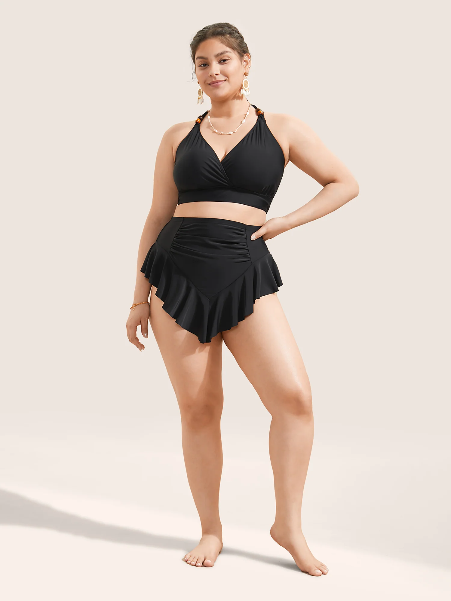 Ruffle Trim Ruched Front Swim Bottom - Image 5