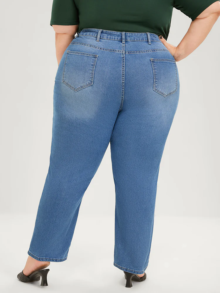 Skinny Very Stretchy High Rise Medium Wash Distressed Ankle Jeans - Image 11