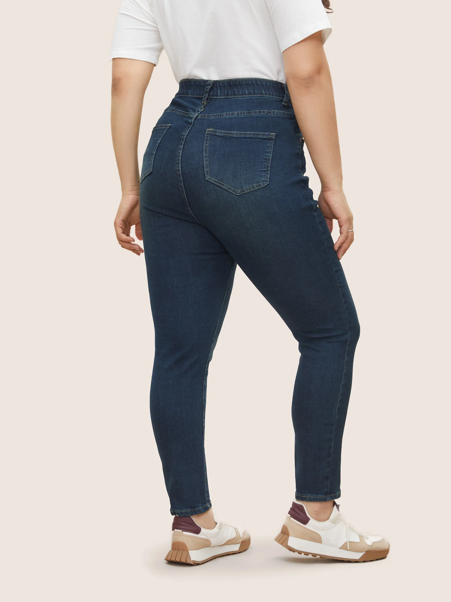 Skinny Very Stretchy High Rise Dark Wash Gap Proof Jeans - Image 10