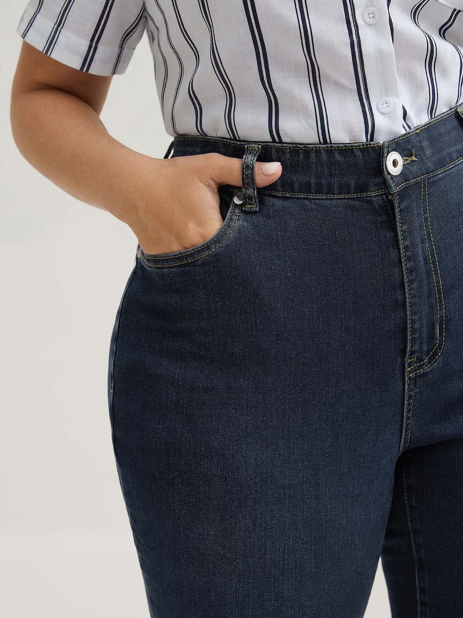 Skinny Very Stretchy High Rise Dark Wash Gap Proof Jeans - Image 3