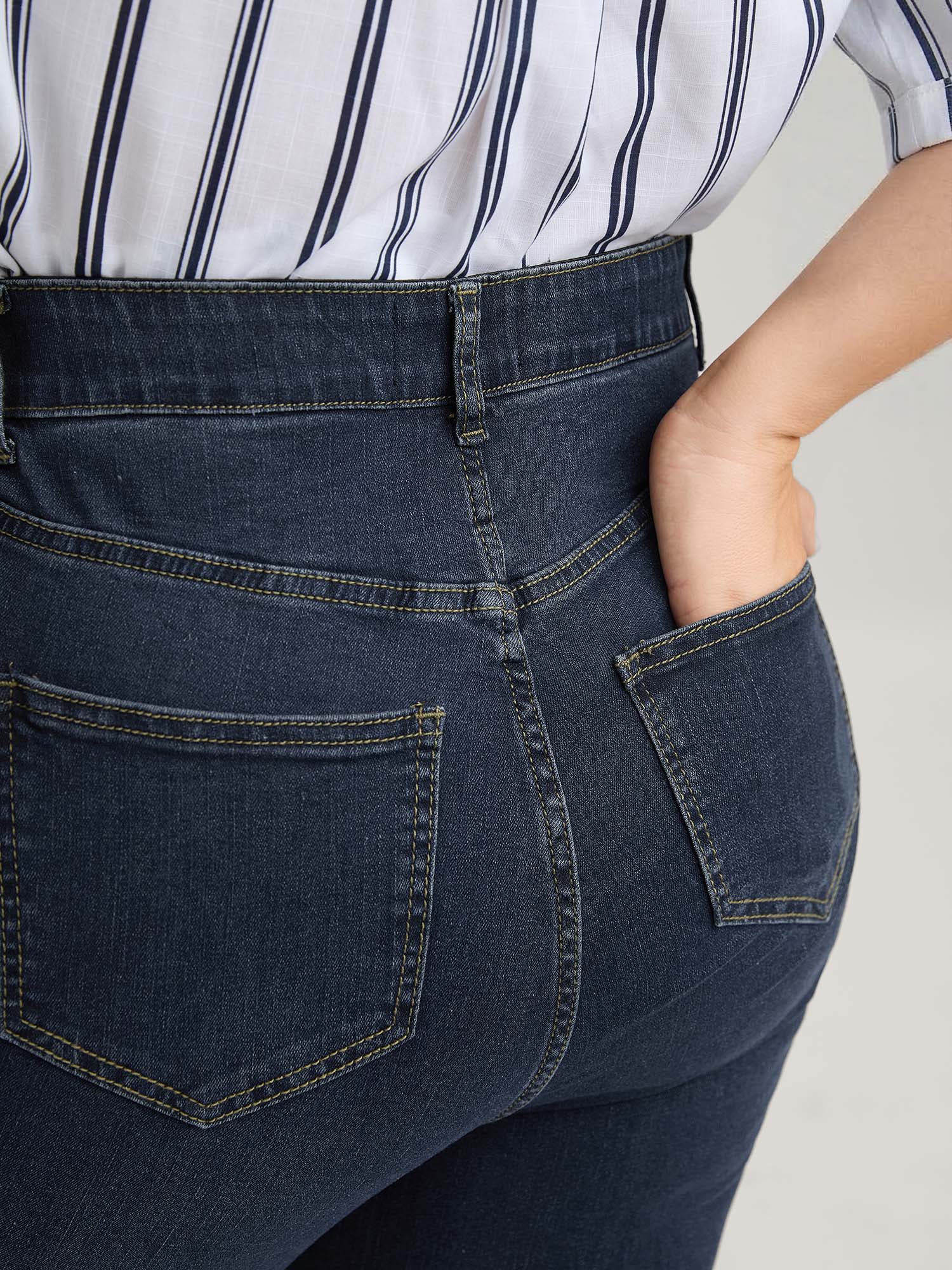 Skinny Very Stretchy High Rise Dark Wash Gap Proof Jeans - Image 4