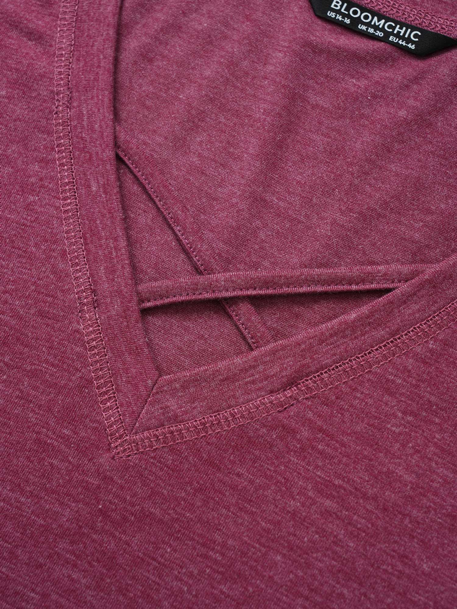 Solid Crisscross Neck Contrast Stitch T-shirt - Image 5