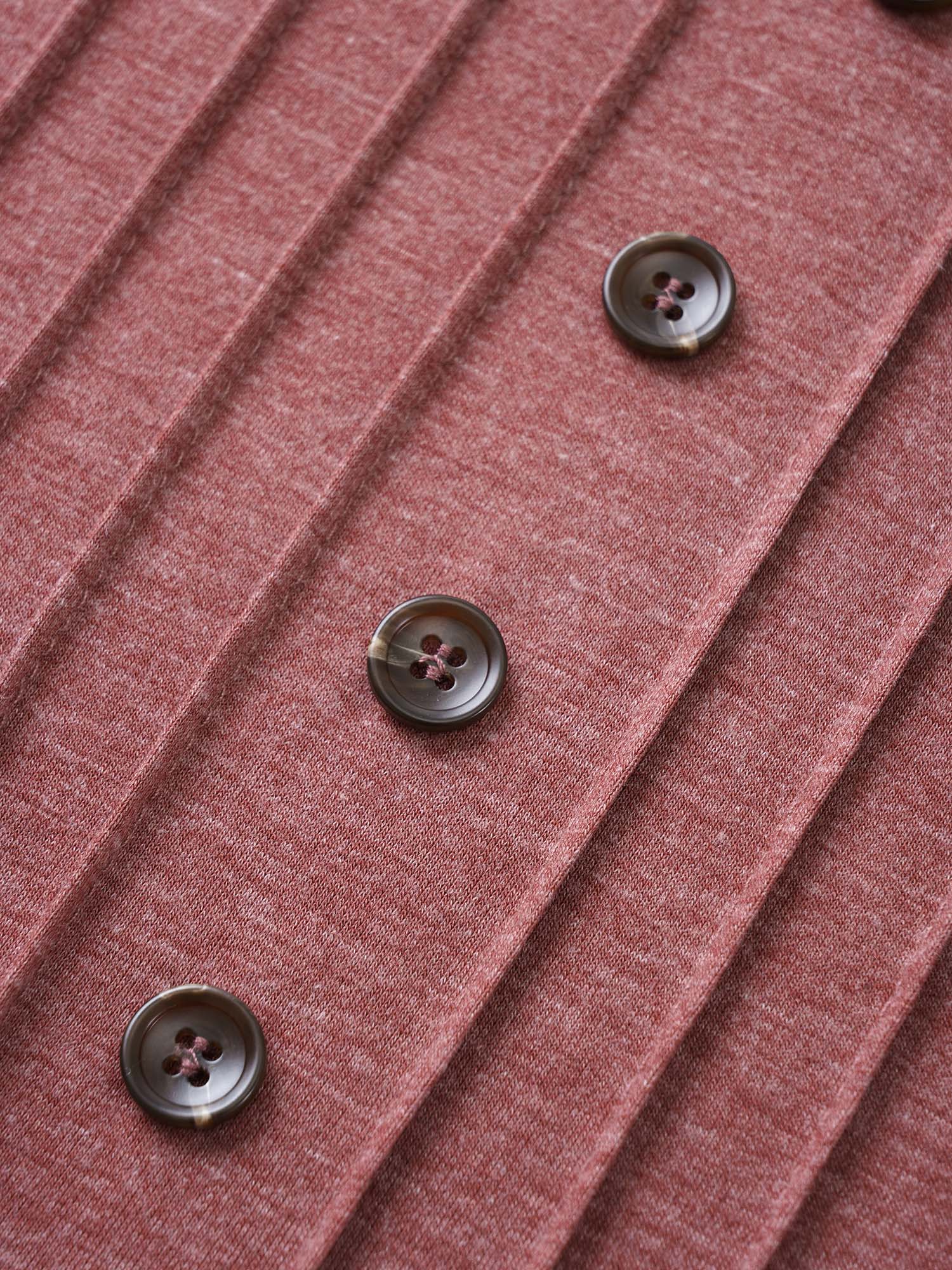 Solid Pleated Front Button Detail V Neck T-shirt - Image 20