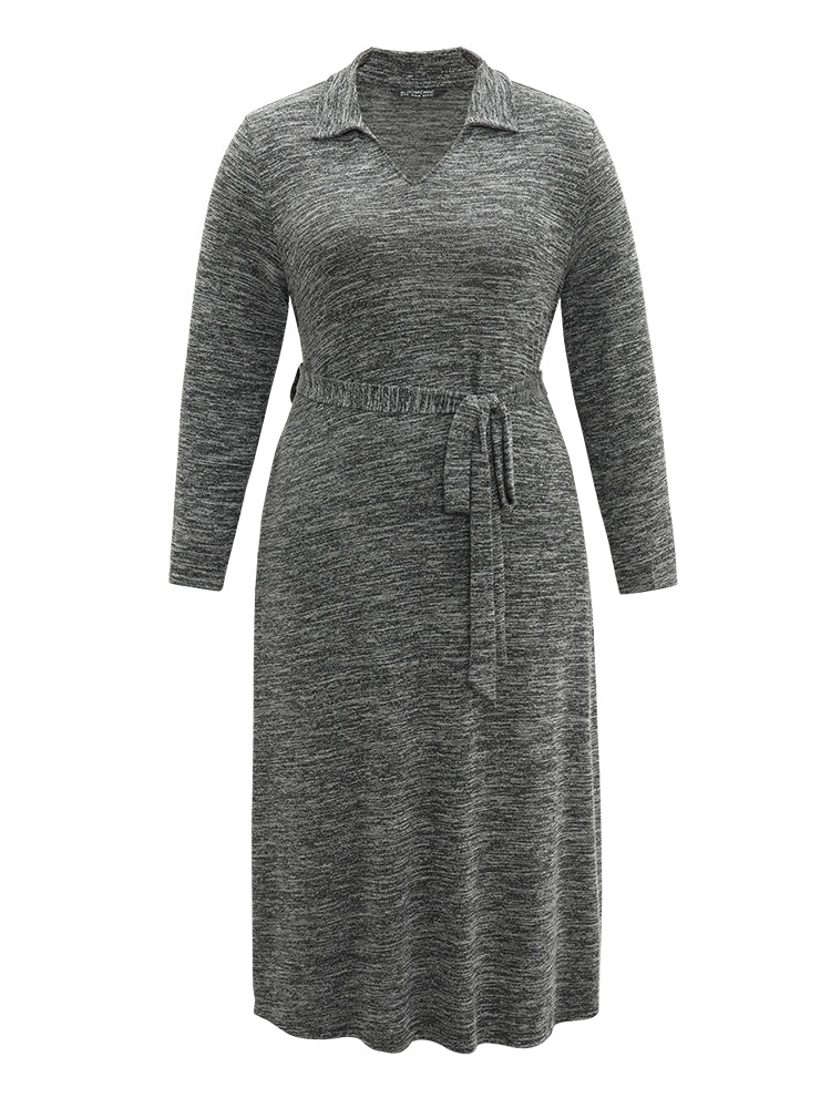 Solid Pocket Elastic Waist Ties Split Hem Dress - Image 10