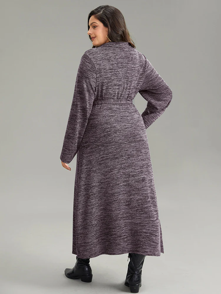 Solid Pocket Elastic Waist Ties Split Hem Dress - Image 12